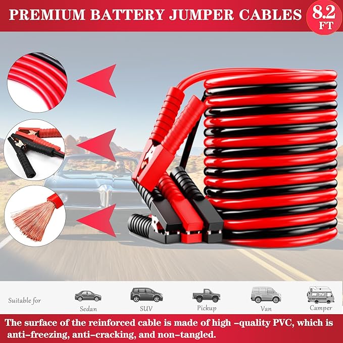 LIANXIN Car Emergency Roadside Tool Kit, Auto Emergency Kits Vehicles, with Jumper Cables kit，Car Safety Roadside Assistance Kit,Headlamp,Tow Straps,Safety Hammers,Rainwear,Gloves.Sky Blue