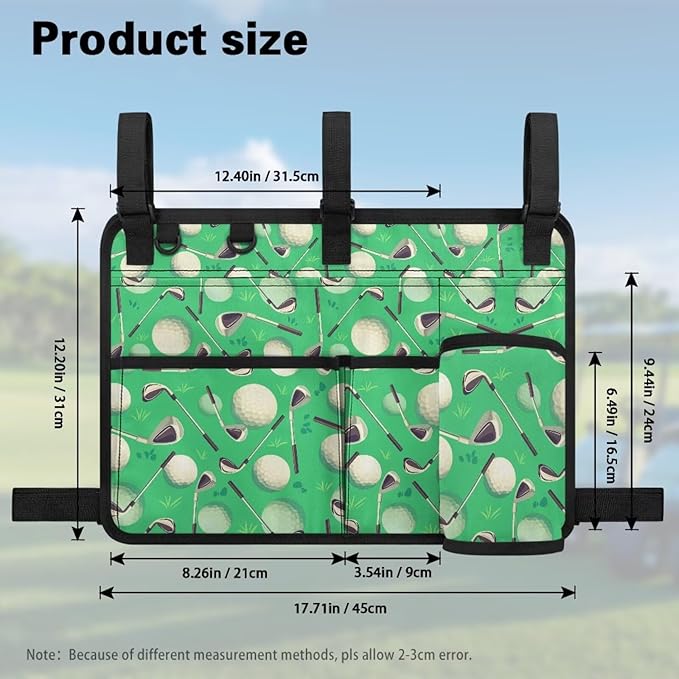 Golf Cart Storage Bag Non-Slip Golf Cart Rear Seat Organizer with 4 Pocket for Ezgo Yamaha Club Car and Other 2-Seat Golfs Carts