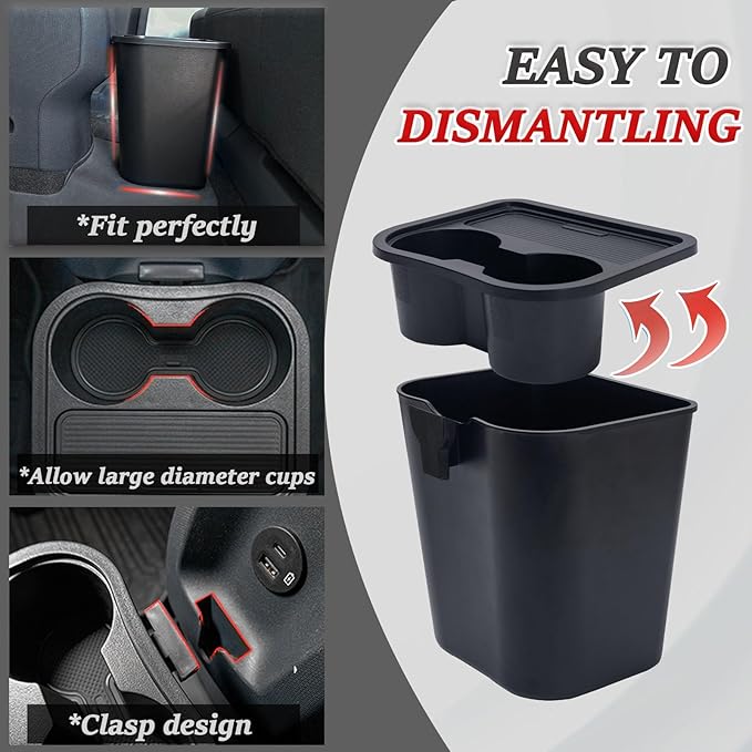 TOPINSTALL 2026 Full Upgrade Trash Can for 2022-2026 Ford Maverick, Multi-Purpose Storage Box Drink Holder Truck Trash Bin for Backseat Passenger Interior Accessories