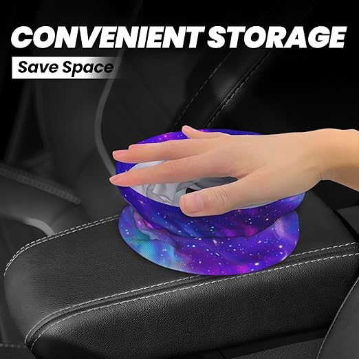 Car Trash Bag Purple Galaxy Hanging Back of Seat Car Portable Trash Bag Purple Galaxy Waterproof One-Handed Portable Strap Drawstring Garbage Bags with 2 Pieces Car Coasters