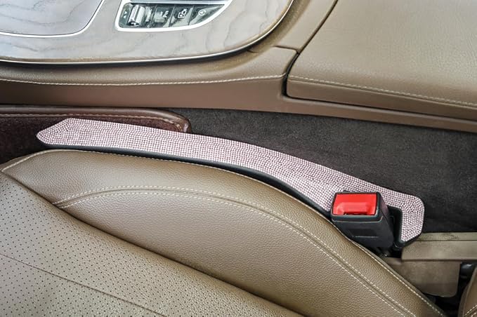 Bling Diamond Car Seat Gap Filler for Car SUV and Truck,2 Pack Universal Gap Stopper to Fill The Gap Between Seat Console Stop Things Dropping (Pink)