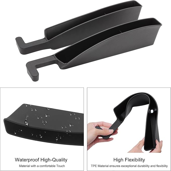 KM Legend 2 PCS Black Car Seat Gap Filler Organizer with Free Cleaning Brush, Multifunctional Storage Box with Reserved Data Cable Charging Port, Universal Fit for Cars and SUVs