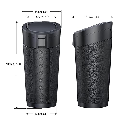 Car Trash Can with Lid, 2 Packs Leakproof Vehicle Garbage Bin, Compact Cup Holder Design, Includes 40 Trash Bags, Ideal for Car, Truck, Home, Office, Front & Back Seat Organizers (2-pack Black)