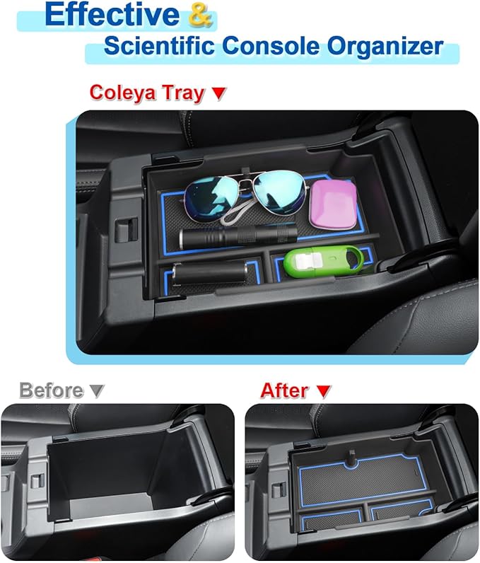 2024 2025 2026 Crosstrek Center Console Organizer for Subaru Crosstrek (Base/Premium/Sport/Limited/Wilderness), 2025 Crosstrek Console Tray 2026 Crosstrek&Impreza Accessories (with Blue Mats)