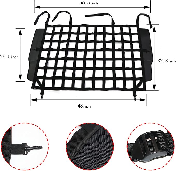 BESTAOO Pet Net Vehicle Safety Mesh Dog Barrier for Jeep Wrangler JK JL 4-Door 2007-2026, Fits Behind Rear Seat, Suitable for Medium, Large Pets, Easy to Install