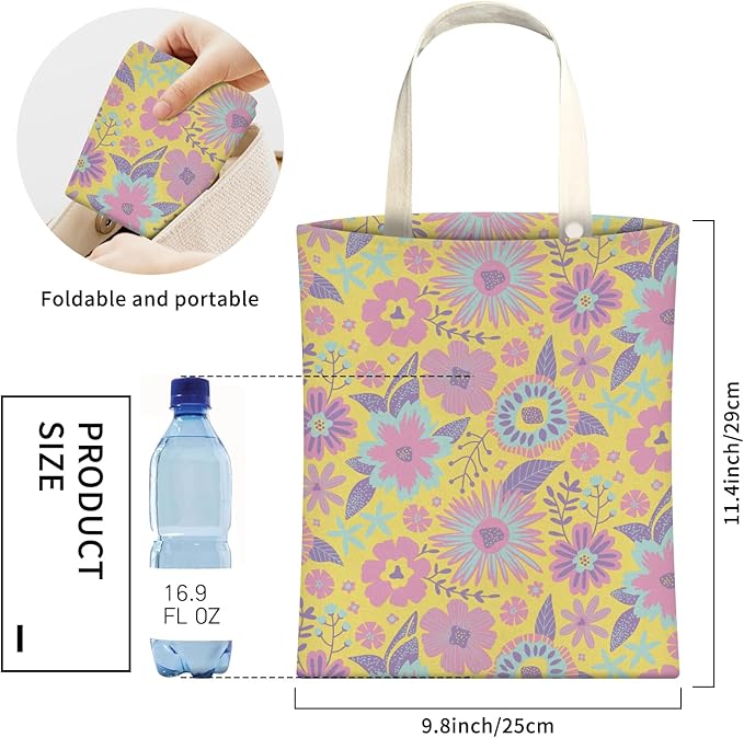 Cute Car Trash Can, Hanging Canvas Car Back Seat Organizer and Storage Bag, Funny Car Trash Bag for Travelling, Outdoor Cute Yellow Purple Daisy