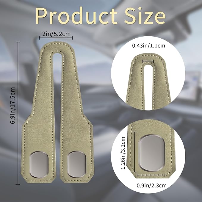 Car Seat Headrest Hooks for Purses and Bags, 4 Pack Bag Purse Holder for Car With Double Metal Hooks, Car Purse Hanger, Headrest Back Seat Handbags Hook Cute Hanging Accessories, Beige