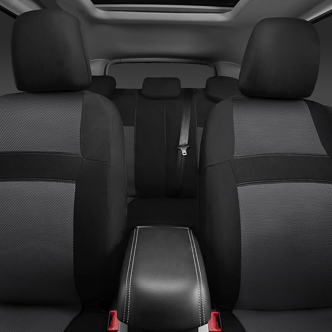 CAR PASS 3D Air Mesh Seat Cover Full Sets, Charcoal Car Seat Cover with 5mm Composite Sponge Inside,Airbag Compatible Universal Fit for SUV,Vans,sedans, Trucks, Automotive Interior Covers(Black Gray)