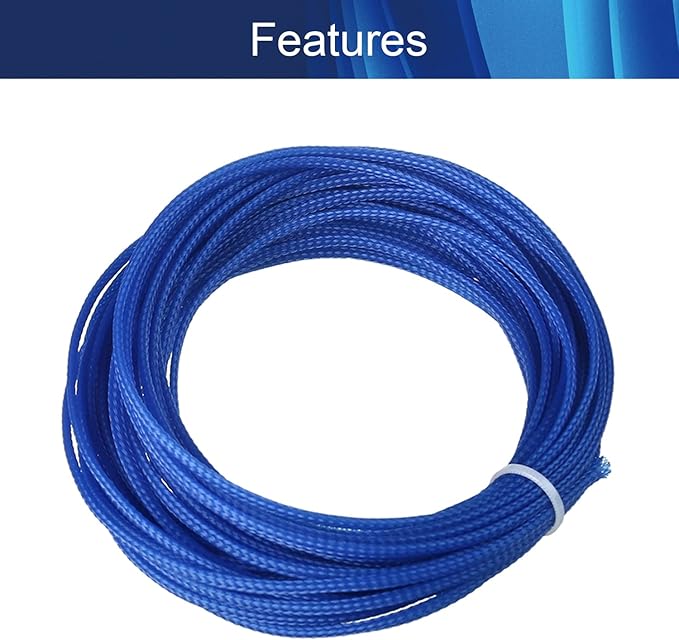 Aicosineg 10m/32.8ft Cable Sleeve PET Braid Cable Sleeving Flexible Wire Mesh Sleeve PET Wire Loom Tubing Cable Wrap Protector for HiFi Audio and Video Headphone Cable Blue