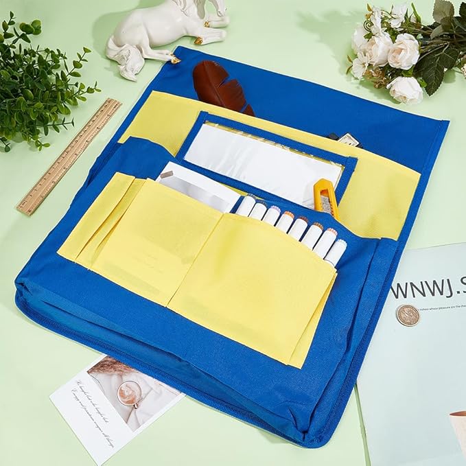 CRASPIRE Classroom Chair Pockets 15.66 x 18.18 inch Yellow Chairback Buddy Pocket Chart Desk Buddy Pocket Organizer with Label Slot for School Home Classroom Preschool Daycare