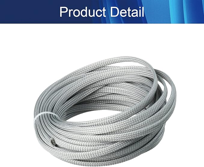 Aicosineg 32.81ft PET Flexible Braided Cable Sleeve 0.25inch Width Wire Loom Sleeving and Organizer Flexible Wire Mesh Sleeve Wrap Protector for TV Audio PC Cords from Pets Chewing Gray