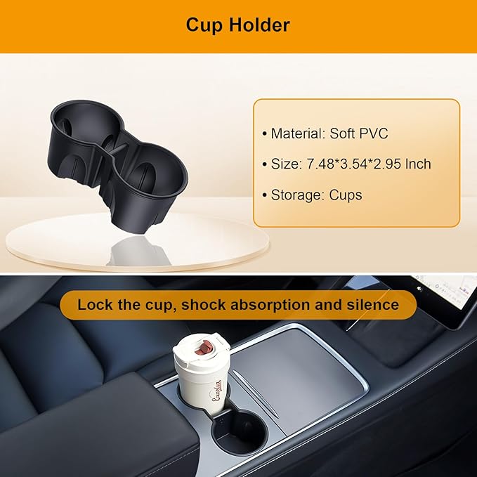BANKKY Center Console Organizer Tray 5PCS for Tesla Model Y Accessories 2024-2020(Not Fit 2025 2026 Model Y Juniper) Armrest Storage Tray, Hidden Storage Box, Cup Holder Insert, Under Seat Storage Box
