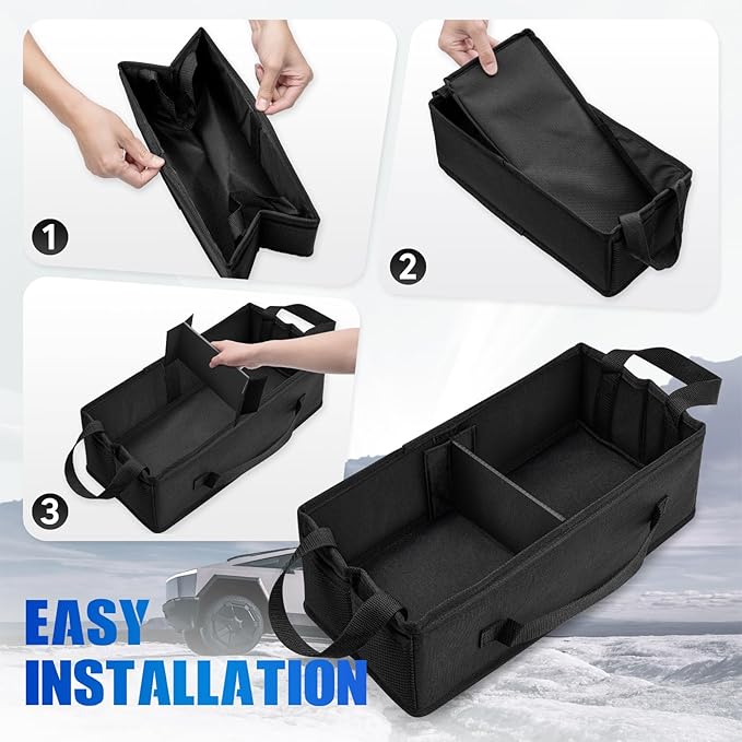Cybertruck 1st Row Under Seat Front Storage Box 2PCS - Truck Under Seat Tool Box for 2024 Tesla Cybertruck with Removable Dividers, 600D Oxford Cloth, Cybertruck accessories Mesh Organizer