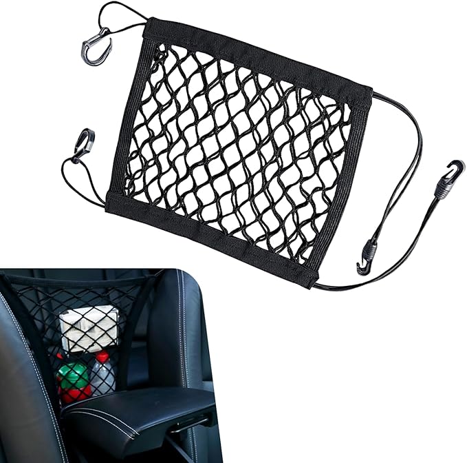 1 PC Dog Car Net Barrier, Pet Anti-collision Protection Barrier, Multifunctional Car Divider, Retractable Double-layer Mesh Storage Bag, Easy to Install, Suitable for Most Cars (Black)