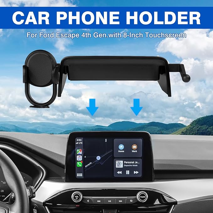 Autorder Car Phone Holder for 2021-2025 Ford Escape Accessories 8-Inch Cell Phone Mount with Dash Organizer Hands-Free 360 Degree Rotation(Not fit 13.2" Screen)