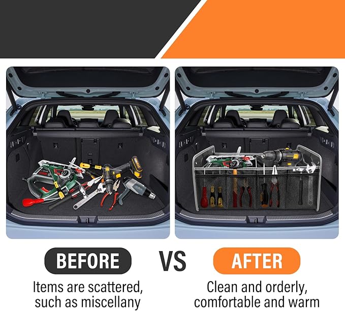 Car Trunk Organizer, Trunk Storage Box with Handle For Dodge Charger Challenger Durango, Collapsible 2 Compartment Automotive Storage Box, Waterproof Oxford Polyester Travel Accessories (B)