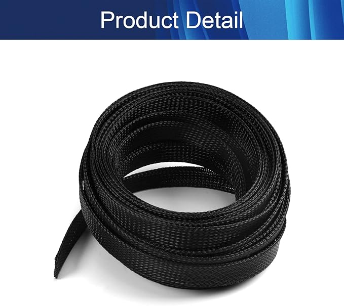 Aicosineg 10m/32.8ft Cable Sleeve PET Braid Cable Sleeving Flexible Wire Mesh Sleeve PET Wire Loom Tubing Cable Wrap Protector for USB Video Power Cord Audio Cable Black