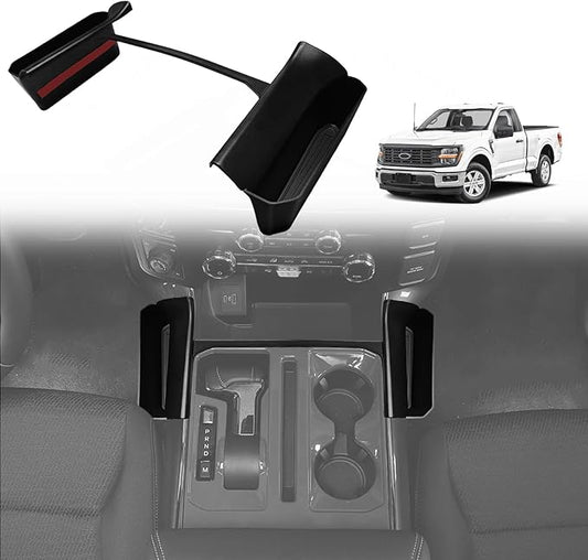Muslogy Center Console Organizer Compatible with 2021-2025 2026 Ford F150 Accessories Hanging Storage Box Console Left & Right Phone Pocket Gear Shift Side Organizer