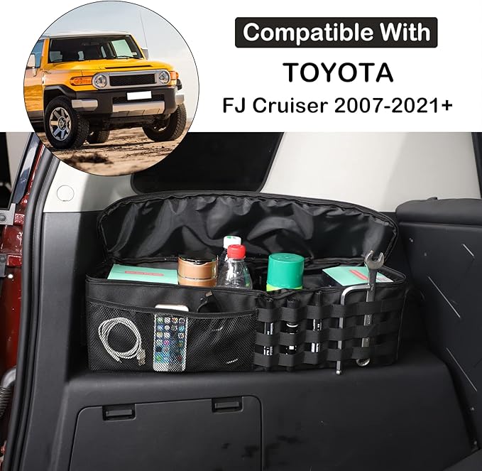 Aunginsy Car Trunk Organizer Compatible with Toyota FJ Cruiser 2007-2021+, 2PCS Left & Right Side Trunk Storage Bags Backseat Hanging Storage Multi-Compartment Oxford Cloth Space Saving Accessories