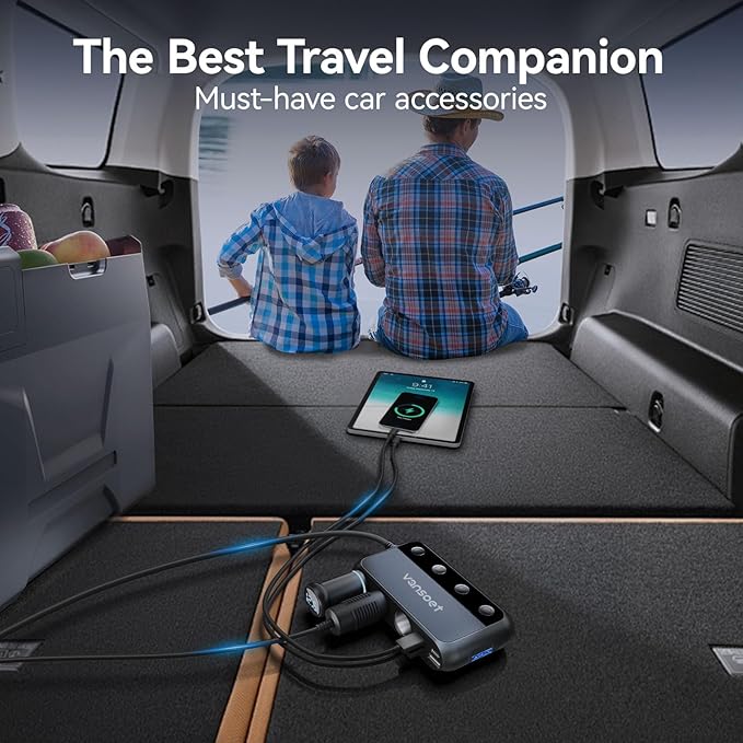 158W Cigarette Lighter Splitter 9 in 1 Car Cigarette Lighter with 3 Socket Multi Port Dual PD30W and 3 USB-A QC3.0, Cigarette Lighter Adapter for Car Truck, Ipad, Phone