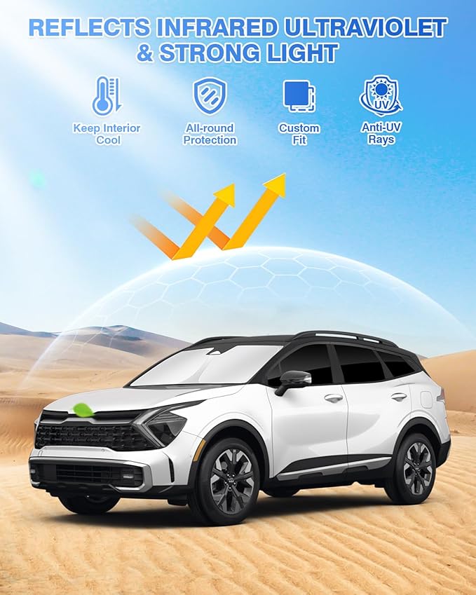 Canvcle Sunshades for 2023-2025 2026 Kia Sportage Accessories Windshield Sun Shade Side Rear Window Shade Cover Sun Visor Shield Privacy Protection for Camping Keep Vehicle Cool Black 8PCS
