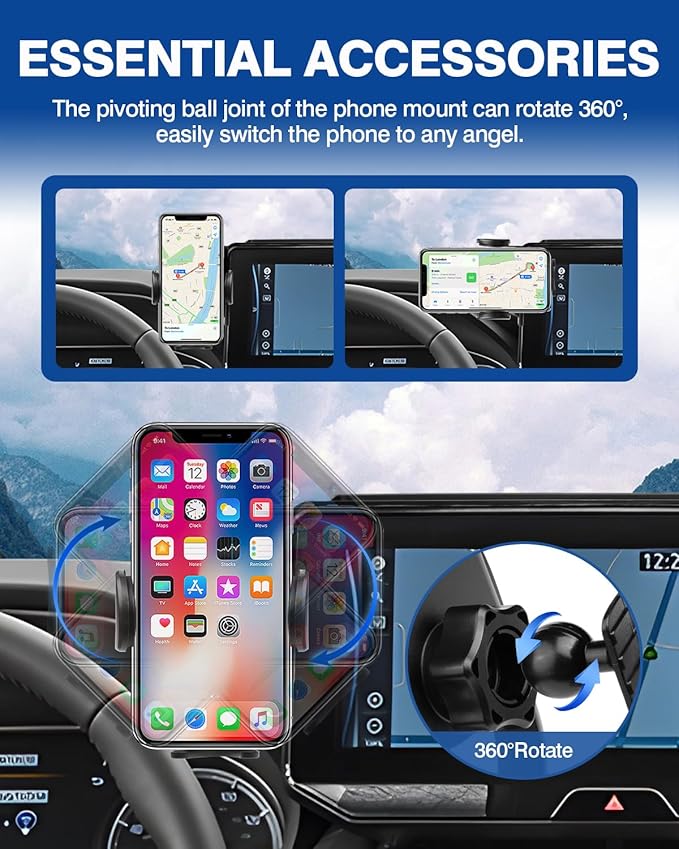 Autorder Car Phone Holder for Toyota Venza 2021 2022 2023 2024 Accessories Phone Mount 12.3" Screen Cell Phone Automobile Cradles 360 Degree Rotation (Not fit Screen with Automatic Light Sensor)
