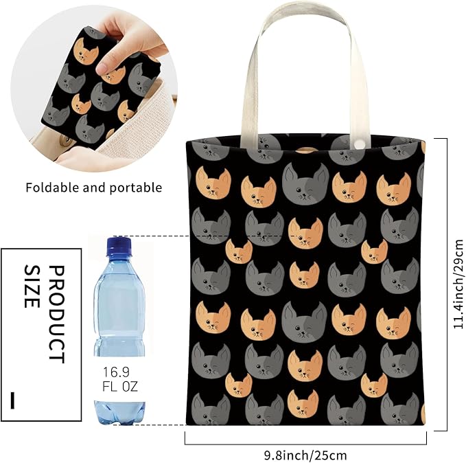 Cute Car Trash Can, Hanging Canvas Car Back Seat Organizer and Storage Bag, Funny Car Trash Bag for Travelling, Outdoor Funny Grey Yellow Cats