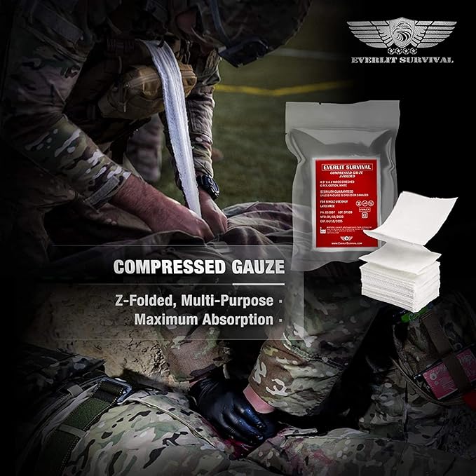 EVERLIT Advanced Trauma Kit, CAT GEN-7 Tourniquet, TCCC Compliant, Mil-Spec Nylon Laser Cut Pouch with 36" Splint, Military Combat Tactical IFAK for Emergency Bleeding Control
