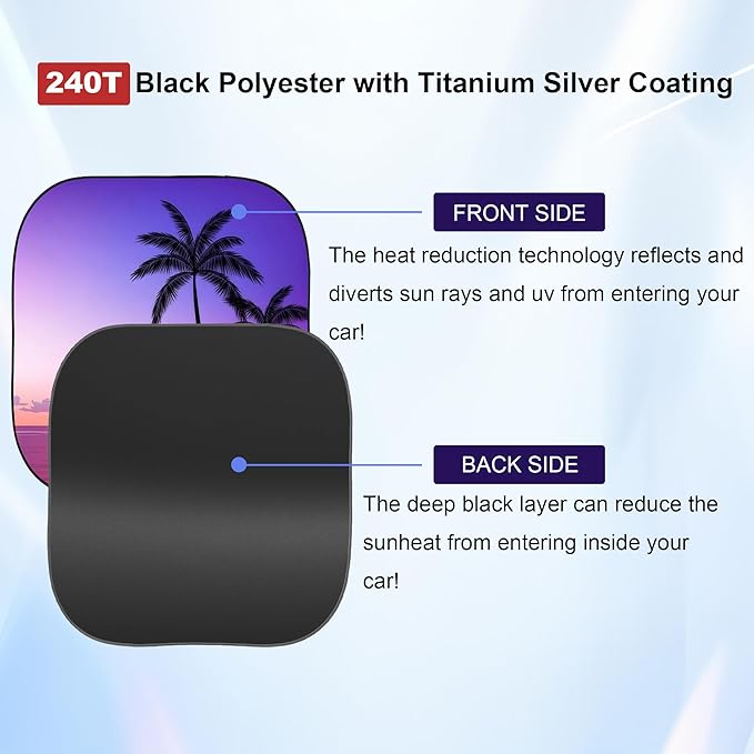 Gven Windshield Sun Shade for Car 2-Piece Foldable Sunshade for Front Windows, Blocks UV Rays, Automotive Interior Sun Protection Car Summer Accessories（Sunset,M）