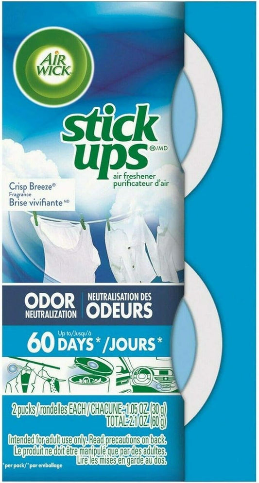 Air Wick Stick Ups Car Air Freshener, Crisp Breeze (Packaging May Vary), 3pk with 2ct each