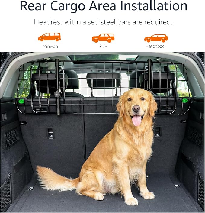 Amazon Basics Adjustable Dog Car Barrier for Vehicles, 59.72 x 5.20 x 16.46 in, Black