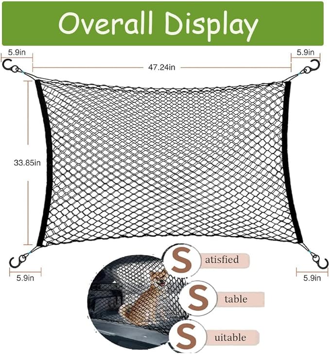 Dog Barrier for Car for BMW X5 1999–2025, Adjustable Pet Barrier Lightweight Flexible Mesh Stretchable Net Easy to Install Dual Layer Barrier Guard