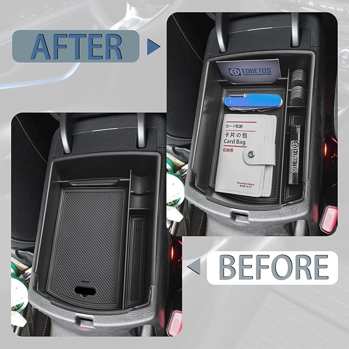 EDBETOS Center Console Organizer Tray Compatible with KIA Soul 2020 2021 2022 2023 2024 2025 Accessories EV S LX GT-Line EX Turbo, Interior Secondary Armrest Storage Box ABS Insert Tray, Black Trim