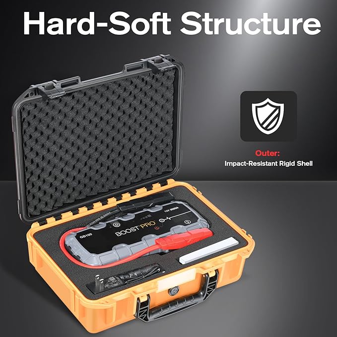 Hard Case for NOCO Boost GB150 – 3000A UltraSafe Jump Starter Box for 12V Boost Pack Power Bank, Jumper Cables & Accessories | Waterproof Hard Storage Box Portable Organizer for Travel (Orange)