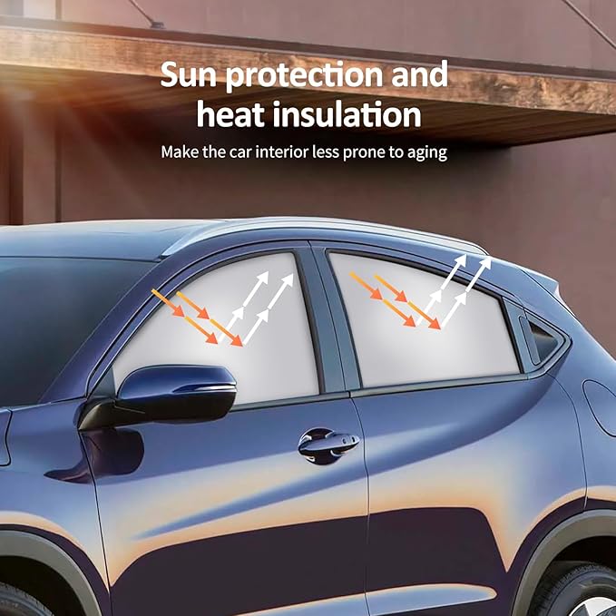 Car Curtains for Side Window - 4 Pcs Privacy Sun Shades Magnetic 100% Block Light Car Window Covers with Cooler Feeling (Silver dexterous, 4pcs)