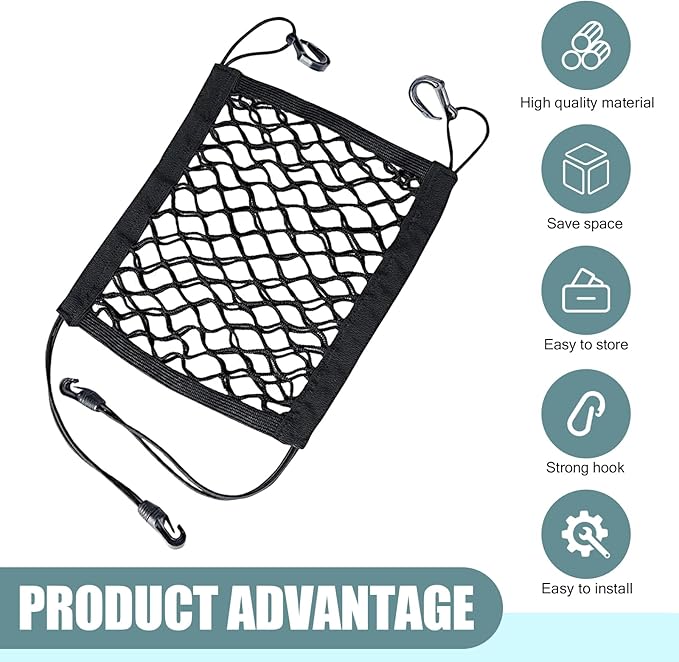 Pack-1 Car Pet Isolation Net Between Front Seats, 11.4" x 10.2" Double Layer Design Storage Net for Sundries Water Cups, Dog Anti-Collision Protection Barrier, Universal for Cars (Black)