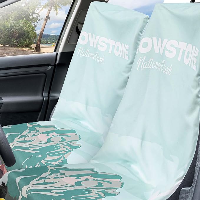 Hahafelt 1 Pack Car Seat Towel Covers with Storage Bag 63 x 32 Inch Athletic Running Towel Seat Sweat Washable Non Slip Cover Gift for Car Outdoor Sport Activities (Yellowstone)