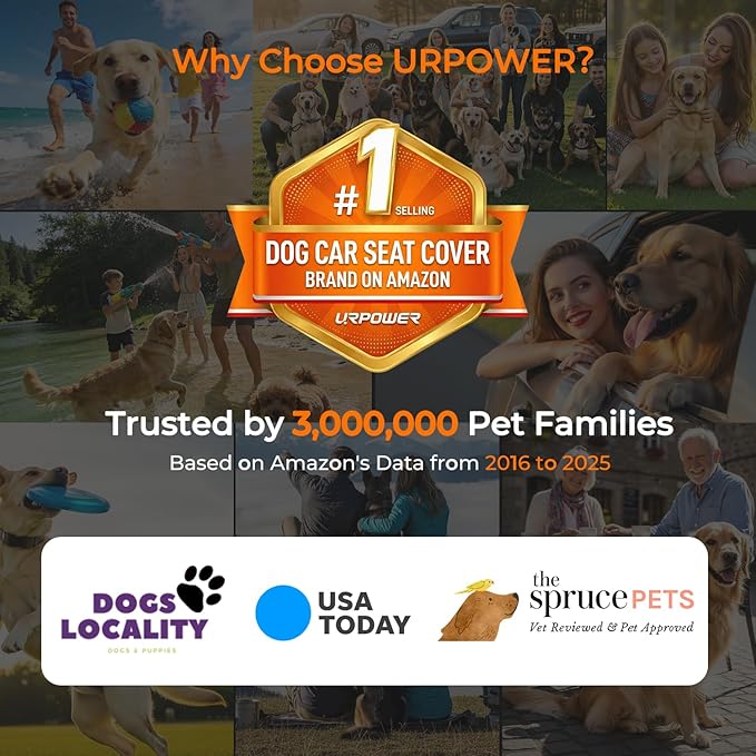 URPOWER Dog Car Seat Cover for Back Seat - Waterproof Car Seat Protector for Child Carseat & Pets, Nonslip Car Seat Covers for Cars, SUVs & Small Trucks