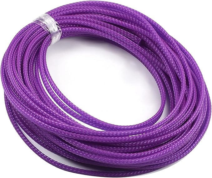 Aicosineg 32.8ft PET Flexible Braided Cable Sleeve 0.12inch Width Wire Loom Sleeving and Organizer Flexible Wire Mesh Sleeve Wrap Protector for TV Audio PC Cords from Pets Chewing Purple