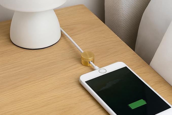 Gold Cord Organizer (2-Pack): Premium Aluminum Cable Organizer - Luxury Gold Cable Clips, Strong 3M Adhesive Cord Holder for Nightstand, Desk & Car - Sleek Cable Anchors Design
