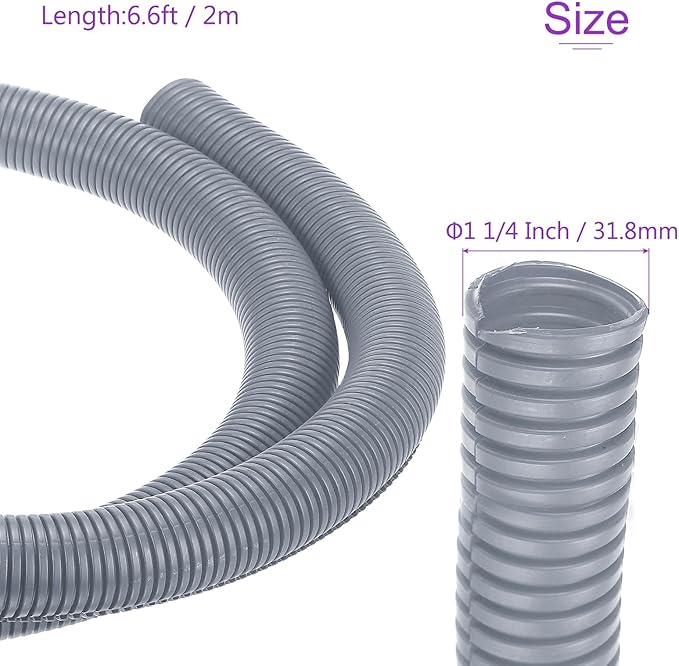 DMiotech 6.6ft Wire Loom Split Tubing 1 1/2 Inch(38.1mm) ID, Cord Protectors from Pet Flexible Conduit Cable Management for Office Home Garden, Gray