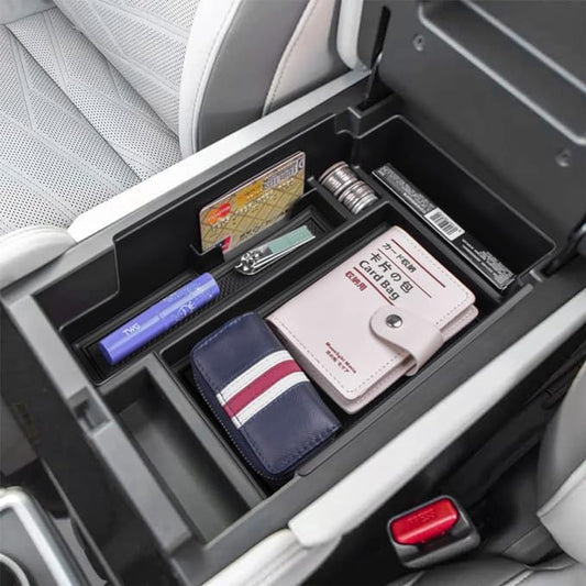 EDBETOS Center Console Organizer Tray Compatible with Nissan Pathfinder Accessories 2022 2023 2024 2025 2026 R53 Interior Secondary Armrest Storage Glove Box Divider ABS Material, Black Trim