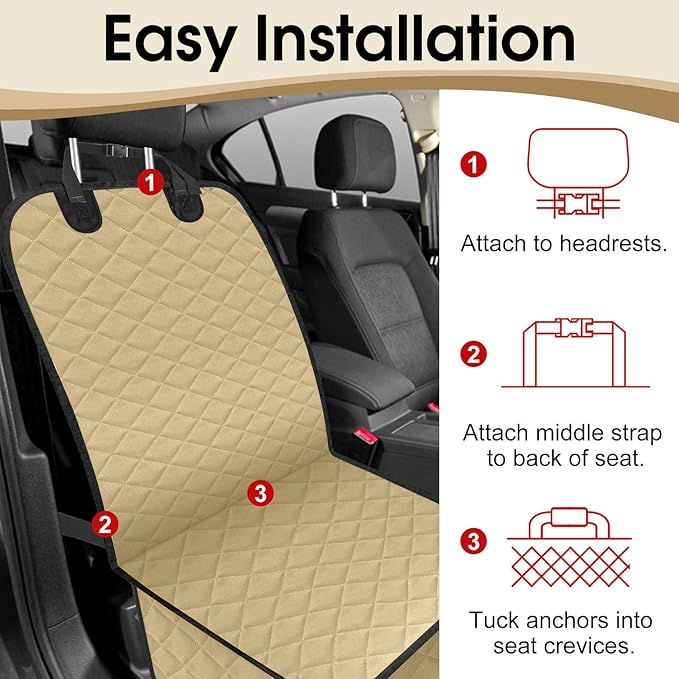 NECKORY 2 Pack Front Seat Dog Cover, Waterproof Dog Car Seat Cover for Dogs, Pet Car Seat Protector Nonslip Scratch-Proof Car Seat Covers for SUV, Trucks & Cars - S, Khaki/Black