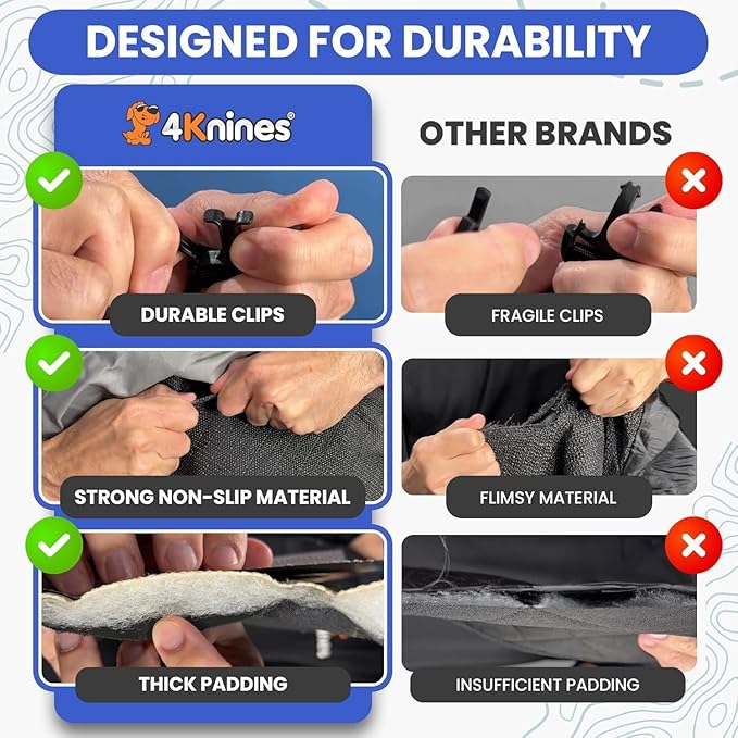 4Knines Split Cargo Liner for SUV – for Dogs & Pets, Heavy-Duty, Waterproof Trunk Mat & Cargo Cover – Fits 60/40 Split Bench & Armrest Pass-Through – Machine Washable, Non-Slip (Extra Large, Grey)