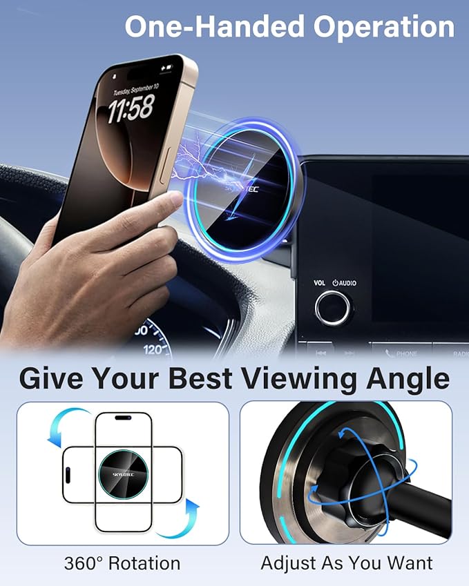 Phone Holder for Mazda CX-5 CX5 2017-2020 Accessories 7-Inch Screen Fixed Clip, Car Magnetic Phone Mount Compatible with MagSafe, Strong Magnets Fast Wireless Charger CX 5 Cell Phone Holder Base