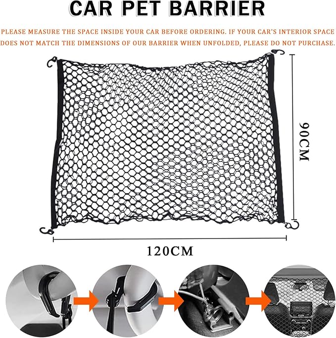 Dog Car Barrier for Nissan Murano 2002–2025, Durable Car Dog Back Seat Barrier Net, Elastic Mesh Pet Divider Storage Net, Breathable & Secure Travel Guard