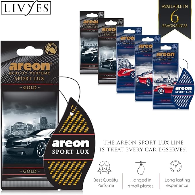 AREON Sport LUX SL03 Quality Perfume/Cologne Car Air Freshener, Platinum (Pack of 12)