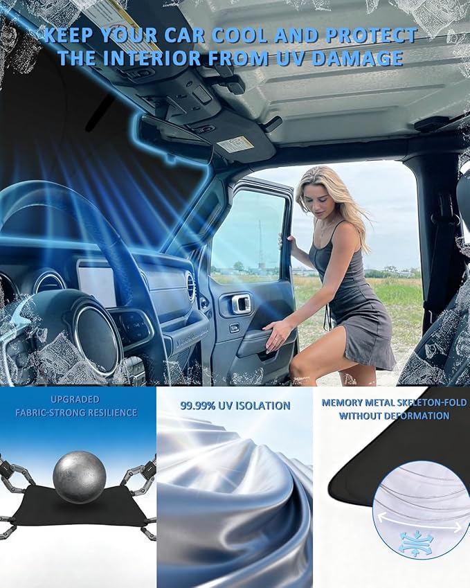 Windshield Sunshade for Toyota RAV4 2025 2026 Sun Shade Car Windshield Accessories Upgrade 4 Layers Blocks UV Rays Custom Fit RAV4 260T Car Window Shades Front Windshield Keep Cool Foldable