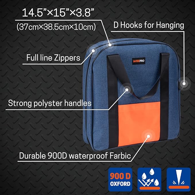15 Inch Jumper Cable Bag, Heavy Duty Cable Storage Bag, Water Resistant Cable Organizer Bag for Jumper Cable, EV Charging Cables, Cords and Hoses (15 Inch Blue)