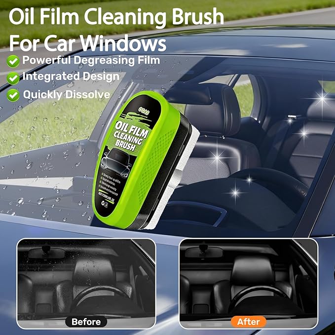 2026 Upgrade Automotive Oil Film Cleaning Brush,2PCS Glass Cleaner for Windshield Oil Film Remover, Car Glass Remover for Windshield Improves Clarity and Visibility